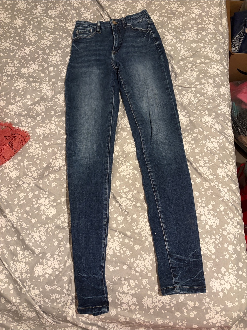 KanCan Indigo Skinny Jeans with Subtle Fade